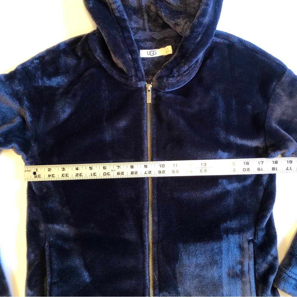 UGG Midnight Blue Zip Front Velour Plush Hoodie Size S - Picture 5 of 9